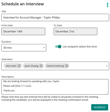 schedule interview